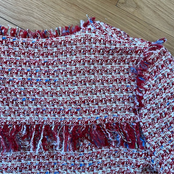 ZARA Basic Collection Red Tweed Fringe Jacket (Small) NWT - Picture 6 of 6